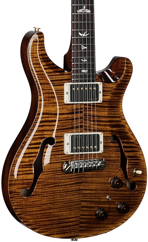 open zoom image for PRS Paul Reed Smith Hollowbody II Piezo 10-Top Electric Guitar (with Case), Black Gold, Serial Number 0416933, Full Left Front