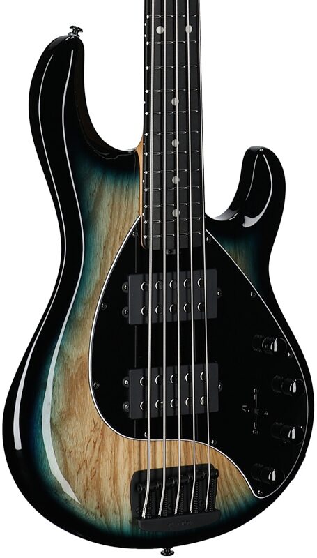 open zoom image for Ernie Ball Music Man StingRay 5 Special HH Electric Bass (with Case), Mean Blue Burst, Ebony Fretboard, Serial Number k10252, Full Left Front