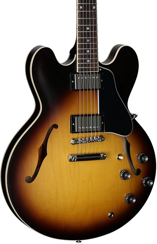 open zoom image for Gibson ES-335 Dot Satin Electric Guitar (with Case), Vintage Burst, Serial Number 204860149, Full Left Front