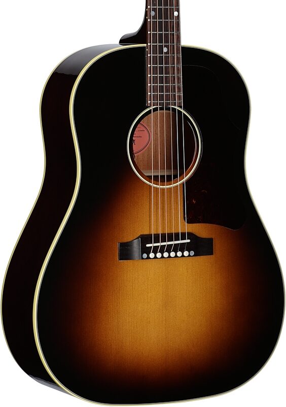 open zoom image for Gibson '50s J-45 Original Acoustic-Electric Guitar (with Case), Vintage Sunburst, Serial Number 20996048, Full Left Front