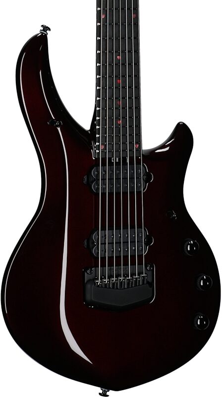 open zoom image for Ernie Ball Music Man Majesty 7 Premium Select Electric Guitar, 7-String, Carnelian Red, Black Hardware, Serial Number M021616, Full Left Front