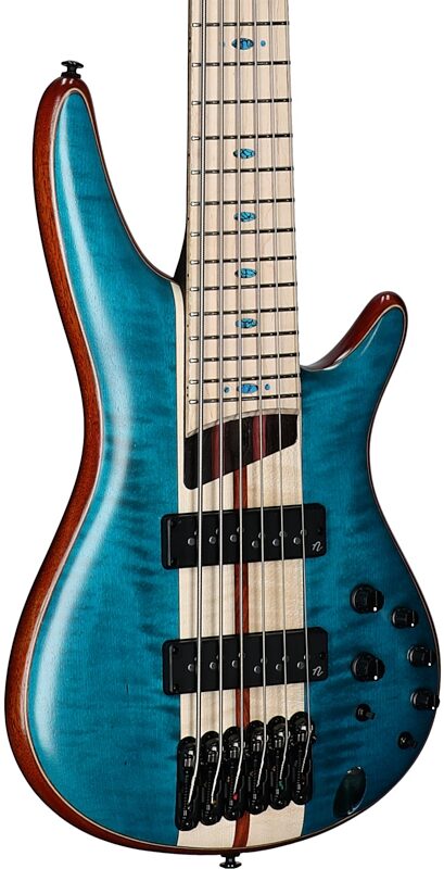 open zoom image for Ibanez SR1426 Premium Bass, 6-String (with Gig Bag), Caribbean Green, Serial Number 250200398, Full Left Front