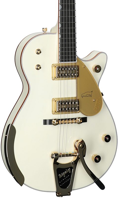open zoom image for Gretsch G6134T58 Vintage Select 58 Electric Guitar (with Case), Penguin White, Serial Number JT26020447, Full Left Front
