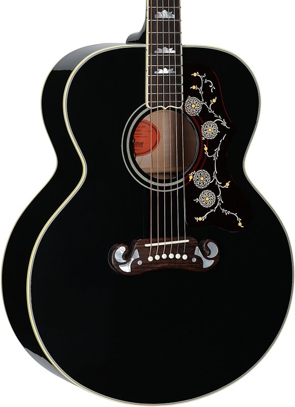open zoom image for Gibson Elvis Presley SJ-200 Jumbo Acoustic-Electric Guitar (with Case), Ebony, Serial Number 23514027, Full Left Front