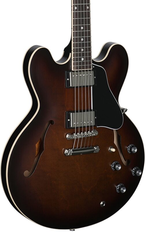 open zoom image for Gibson ES-335 Dot Satin Electric Guitar (with Case), Smokehouse, Serial Number 207760348, Full Left Front