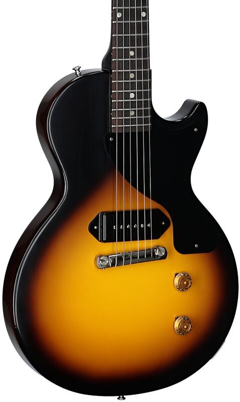 open zoom image for Gibson Custom 1957 Les Paul Junior Reissue Electric Guitar (with Case), Vintage Sunburst, Serial Number 76563, Full Left Front