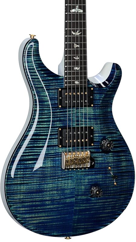 open zoom image for PRS Paul Reed Smith Custom 24-08 10-Top Pattern Thin Electric Guitar (with Case), River Blue Pearl, Serial Number 0424152, Full Left Front