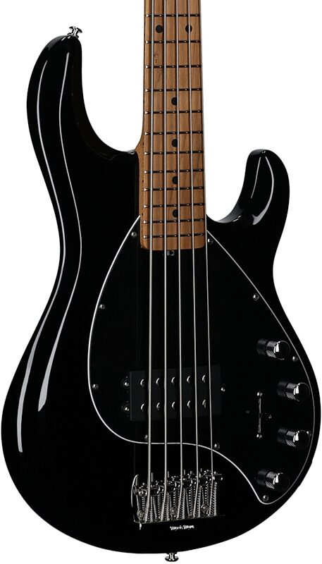 open zoom image for Ernie Ball Music Man StingRay 5 Special Electric Bass, 5-String (with Case), Black, Maple Fretboard, Serial Number K11788, Full Left Front