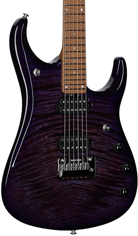 open zoom image for Ernie Ball Music Man John Petrucci JP15 Electric Guitar (with Gig Bag), Purple Nebula Flame, Maple Fretboard, Serial Number H10869, Full Left Front