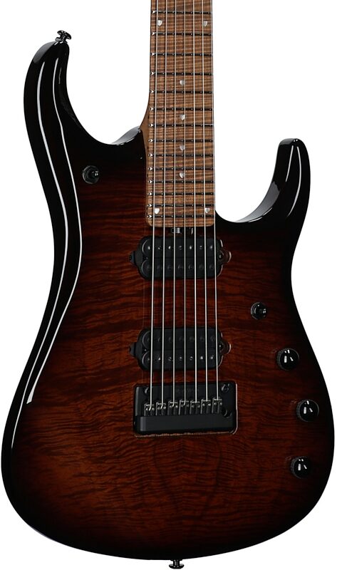open zoom image for Ernie Ball Music Man John Petrucci JP15 7 Electric Guitar, 7-String (with Case), Amber Waves Flame, Maple Fretboard, Serial Number K06528, Full Left Front