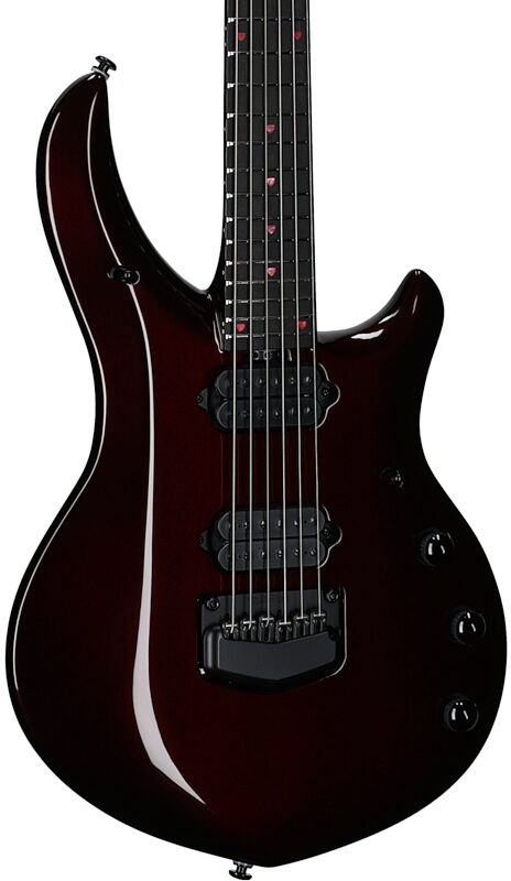 open zoom image for Ernie Ball Music Man Majesty 6 Premium Select Electric Guitar, Carnelian Red, Black Hardware, Serial Number M021814, Full Left Front