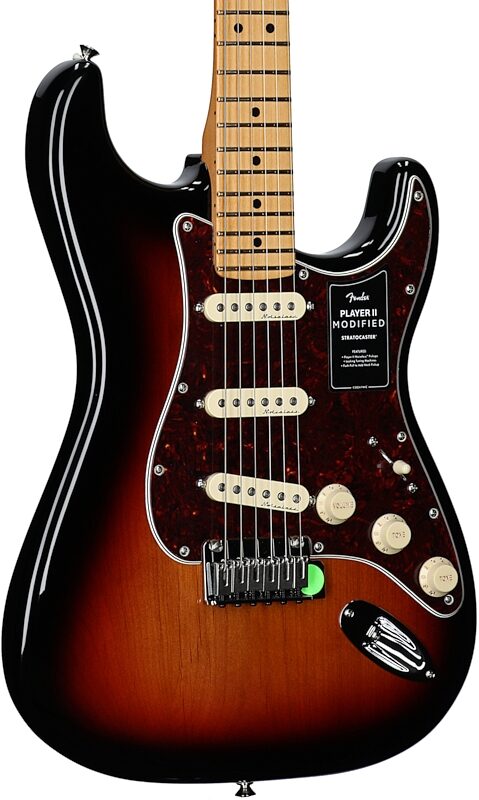 open zoom image for Fender Player II Modified Stratocaster Electric Guitar, Maple Fingerboard (with Gig Bag), 3-Tone Sunburst, Full Left Front