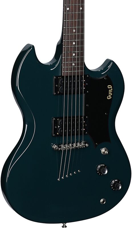 open zoom image for Guild Polara Electric Guitar, Blue Steel, Full Left Front