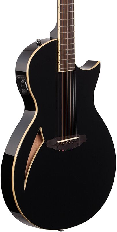 open zoom image for ESP LTD TL-6 Thinline 6 Acoustic-Electric Guitar, Black, Open Box (Very Good), Full Left Front