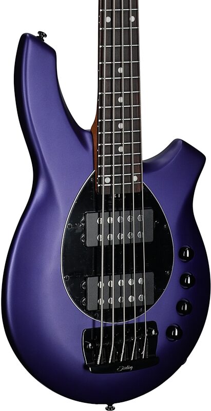 open zoom image for Sterling by Music Man Bongo 5 Electric Bass, 5-String, Firemist Purple, Rosewood Fretboard, Full Left Front