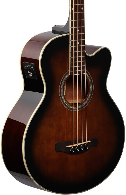 open zoom image for Ibanez AEB10E Acoustic-Electric Bass, Dark Violin Sunburst, Full Left Front