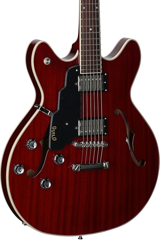 open zoom image for Guild Starfire I DC Semi-Hollowbody Electric Guitar, Left-Handed, Cherry Red, Full Left Front