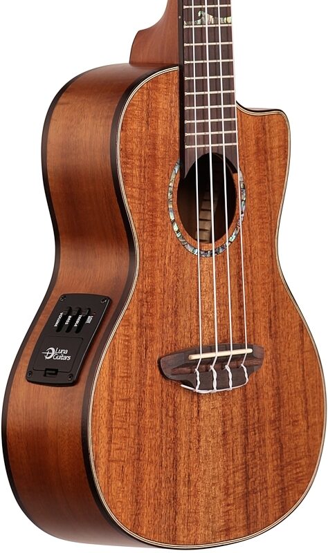 open zoom image for Luna High Tide Concert Koa Acoustic-Electric Ukulele (with Gig Bag), New, Full Left Front