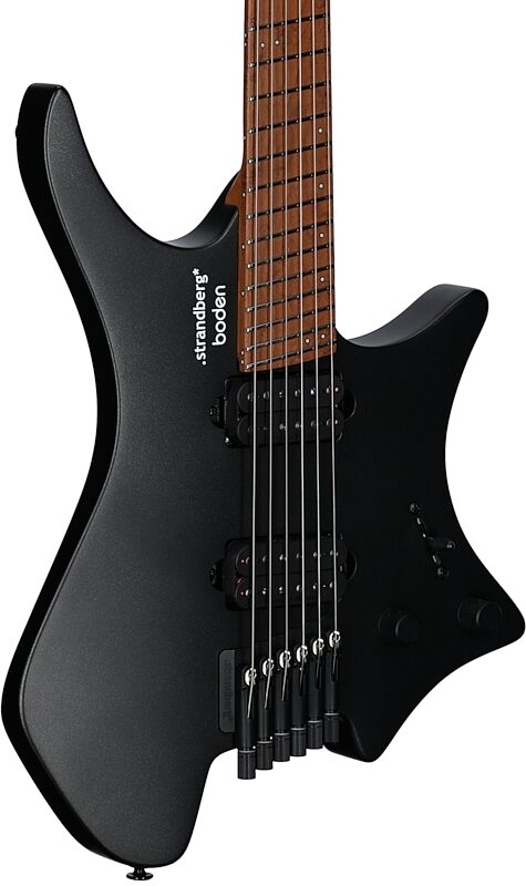 open zoom image for Strandberg Boden Standard Series N2.6 Electric Guitar (with Gig Bag), Black Satin Metallic, Full Left Front