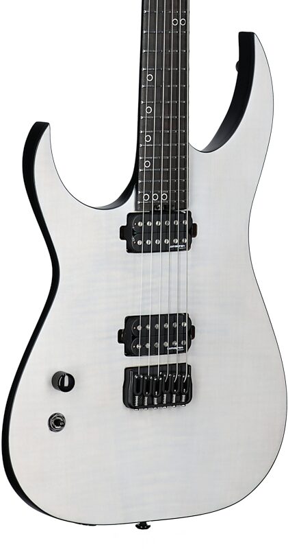 open zoom image for Schecter KM-6 MK-III Keith Merrow Legacy Electric Guitar, Left-Handed, Tri-White Satin, Full Left Front