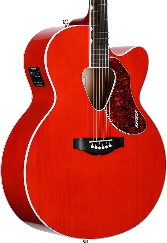 open zoom image for Gretsch G5022CE Rancher Jumbo Cutaway Acoustic-Electric Guitar, Orange, Full Left Front