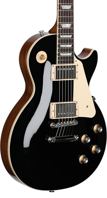 open zoom image for Gibson Les Paul Standard '60s Custom Color Electric Guitar, Plain Top (with Case), Ebony, Full Left Front