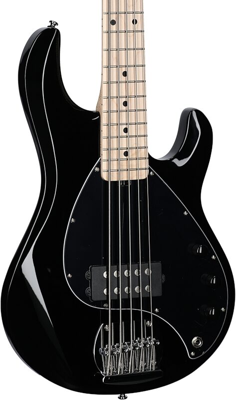 open zoom image for Sterling by Music Man StingRay 5 Electric Bass, 5-String, Black, Hard Maple Fretboard, Full Left Front