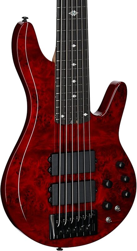 open zoom image for Michael Kelly Pinnacle 6 Electric Bass, 6-String, Cherry Burl, Full Left Front