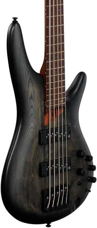 open zoom image for Ibanez SR605E Electric Bass, 5-String, Black Stained Burst, Full Left Front