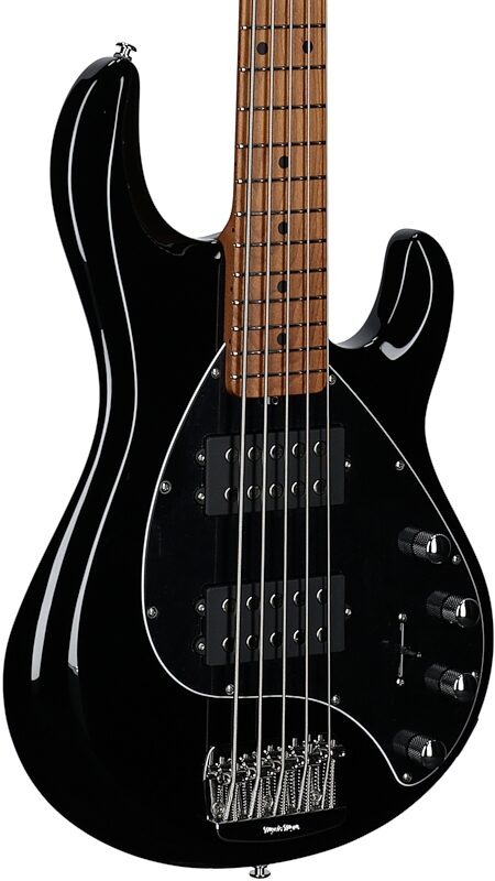 open zoom image for Ernie Ball Music Man StingRay 5 Special HH Electric Bass (with Case), Black, Maple Fretboard, Full Left Front