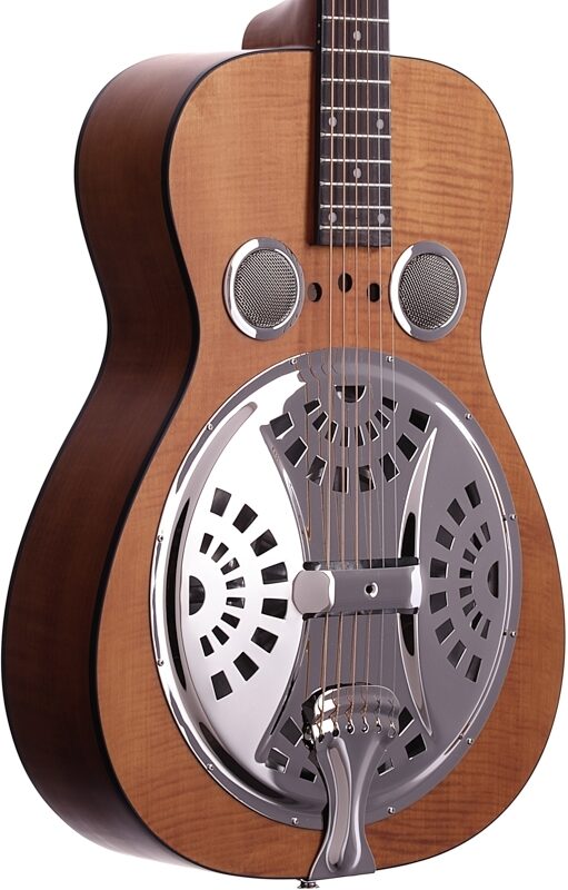 open zoom image for Epiphone Dobro Hound Dog Deluxe Roundneck Resonator Guitar, Vintage Brown, Full Left Front