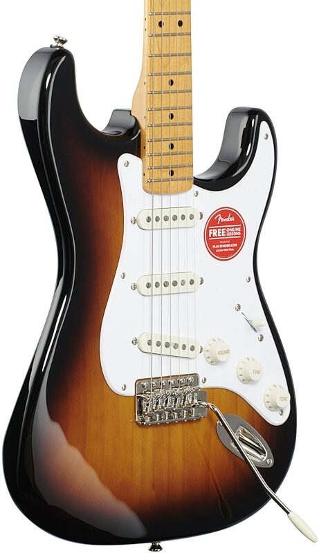 open zoom image for Squier Classic Vibe '50s Stratocaster Electric Guitar, with Maple Fingerboard, 2-Color Sunburst, Full Left Front