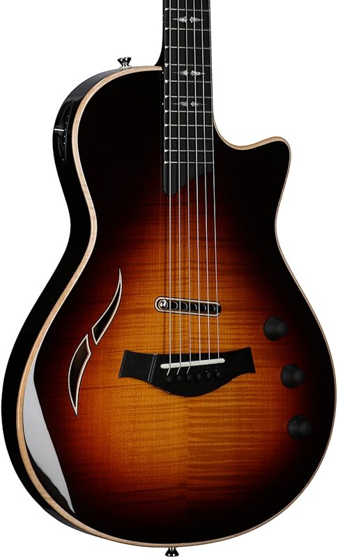 open zoom image for Taylor T5z Pro Armrest Electric Guitar (with Case), Tobacco Sunburst, Full Left Front