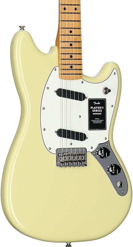 open zoom image for Fender Player II Mustang Electric Guitar, with Maple Fingerboard, Hialeah Yellow, Full Left Front