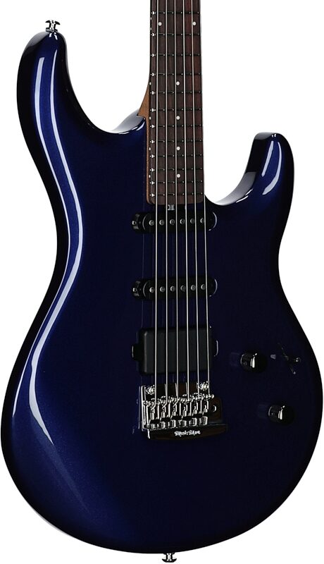 open zoom image for Ernie Ball Music Man Luke 4 HSS Electric Guitar, Butane Blue, Rosewood Fretboard, Full Left Front