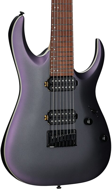 open zoom image for Ibanez RGA742EX Electric Guitar, Black Aurora Burst Matte, Full Left Front