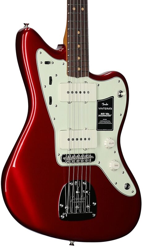 open zoom image for Fender Vintera III Mid 60s Jazzmaster Electric Guitar (with Gig Bag), Candy Apple Red, Rosewood Fretboard, Full Left Front