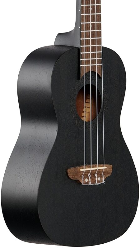 open zoom image for Luna Vintage Mahogany Concert Ukulele, Black Satin, Full Left Front