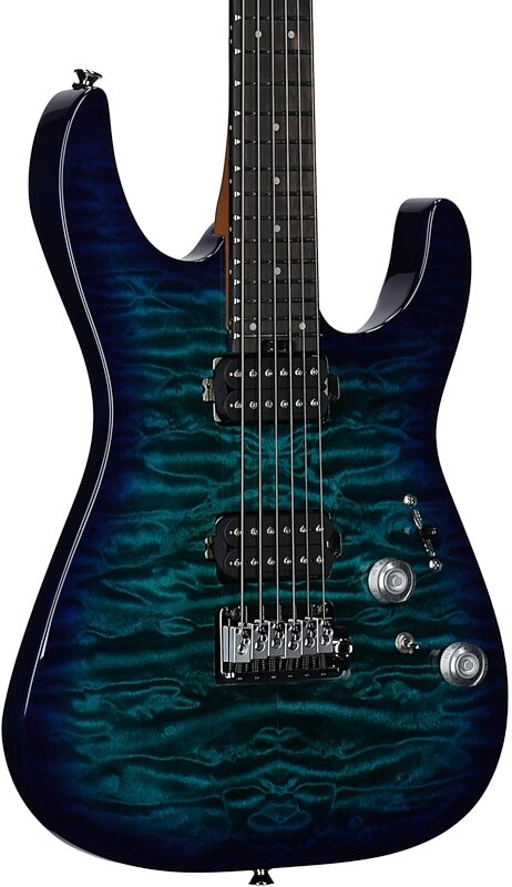 open zoom image for Charvel Pro-Mod Plus DK24 HH 2PT Electric Guitar, with Ebony Fingerboard (and Case), Chlorine Burst, Full Left Front