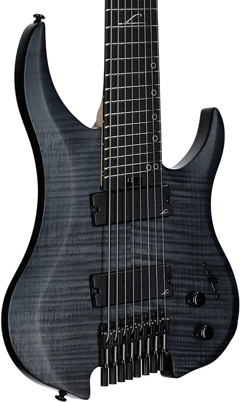 open zoom image for Legator Ghost 8 Super Shred Electric Guitar, Black Flame, Full Left Front