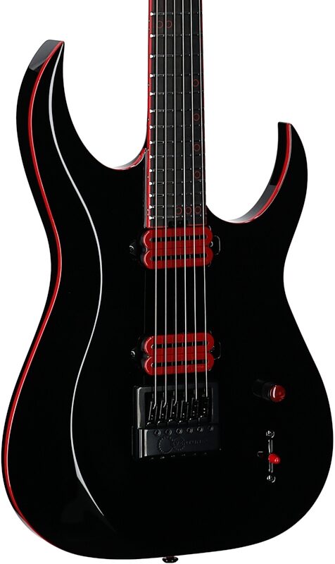 open zoom image for Schecter Sunset 6 EverTune Red Dawn Electric Guitar, Gloss Black, Full Left Front