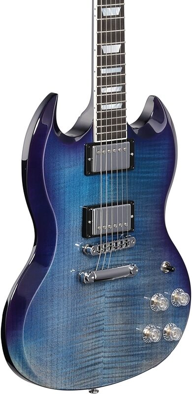 open zoom image for Gibson SG Modern Electric Guitar (with Case), Blueberry Fade, Full Left Front