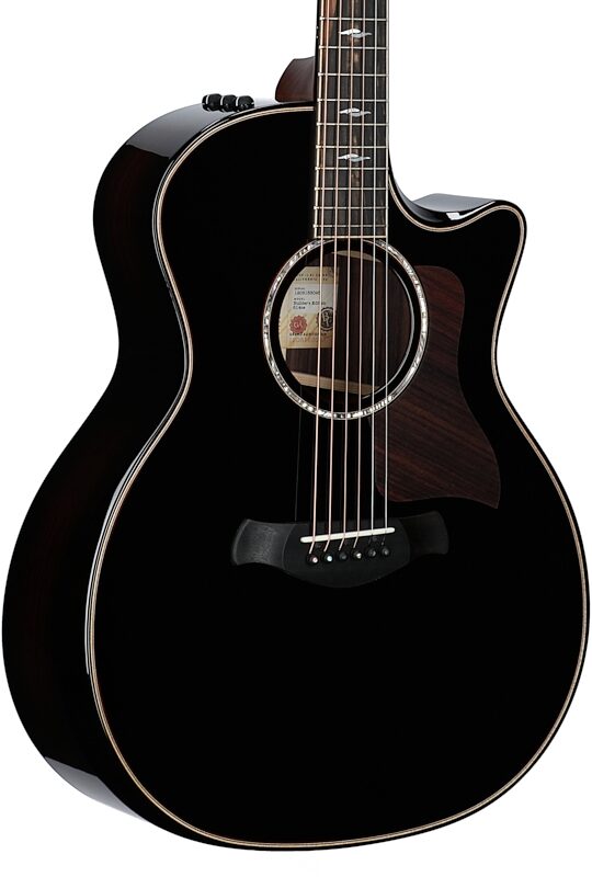 open zoom image for Taylor 814ce Grand Auditorium Cutaway Acoustic-Electric Guitar (with Case), Blacktop, with Deluxe Hardshell Case, Full Left Front