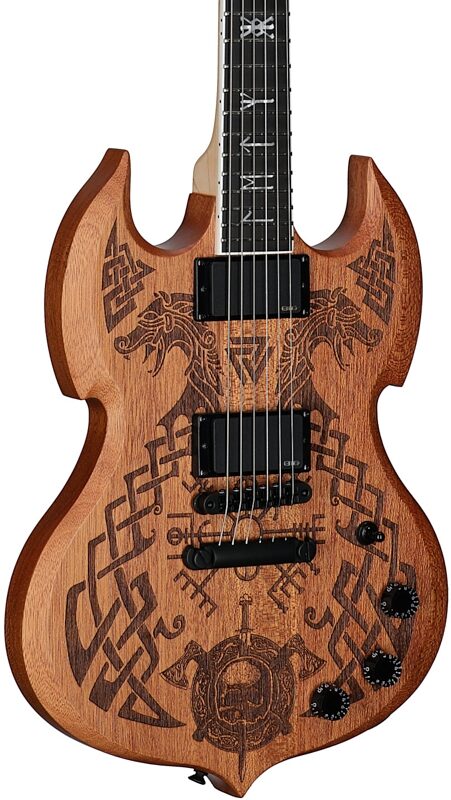 open zoom image for Wylde Audio Barbarian Carveworks Electric Guitar, Natural Satin, Full Left Front