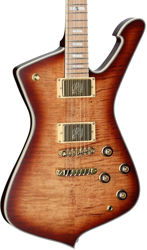 open zoom image for Ibanez IC420FM Iceman Electric Guitar (with Gig Bag), Caramel Burst, Open Box (Very Good), Full Left Front