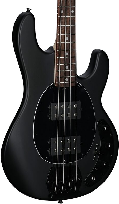 open zoom image for Sterling by Music Man Ray4HH Electric Bass Guitar, Stealth Black, Jatoba Fretboard, Full Left Front