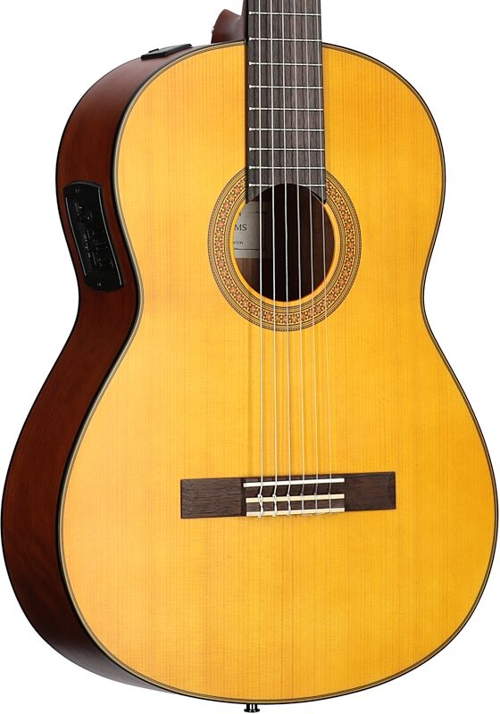 open zoom image for Yamaha CGX122MS Spruce Top Classical Acoustic-Electric Guitar, Natural, Full Left Front
