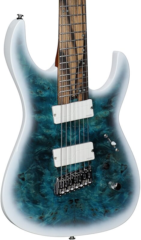 open zoom image for Legator N7FOD Ninja 7 Overdrive Multi-Scale Electric Guitar, 7-String, Arctic Blue, Full Left Front