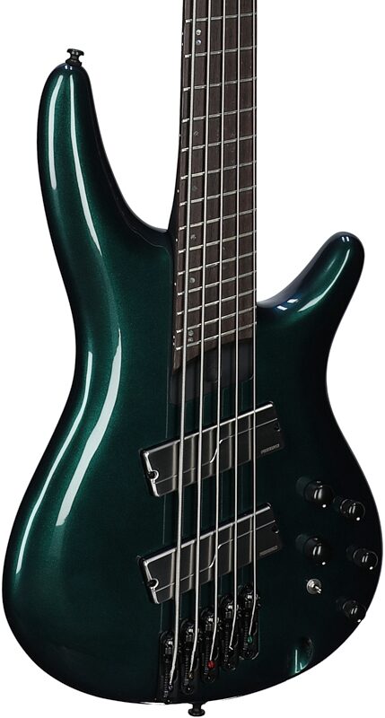 open zoom image for Ibanez Bass Workshop SRMS725 Multi Scale Bass Guitar, Blue Chameleon, Full Left Front