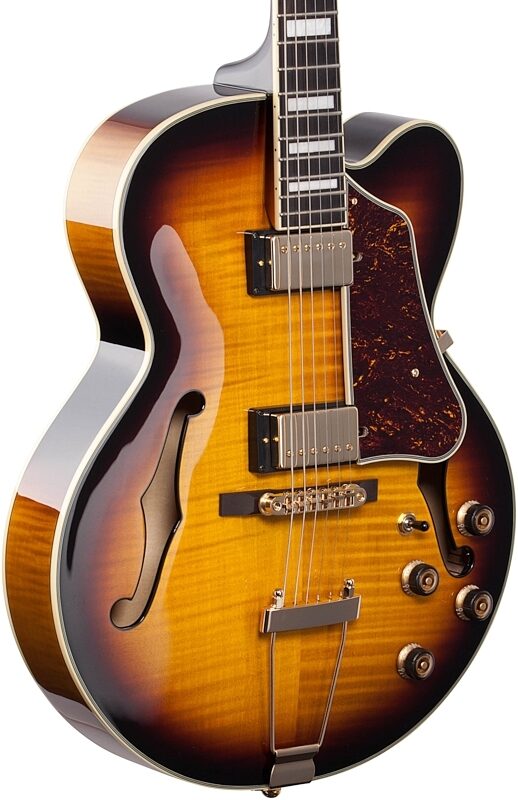 open zoom image for Ibanez Artcore Expressionist AF95FM Hollowbody Electric Guitar, Antique Yellow Sunburst, Full Left Front